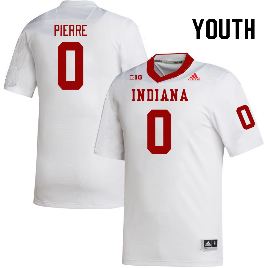 Youth #0 Noah Pierre Indiana Hoosiers College Football Jerseys Stitched-White